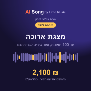 תוספת לשיר: מצגת תמונות ארוכה עד 100 תמונות - 2,100 ₪