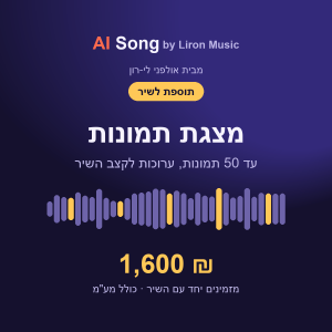 תוספת לשיר: מצגת תמונות עד 50 תמונות - 1,600 ₪